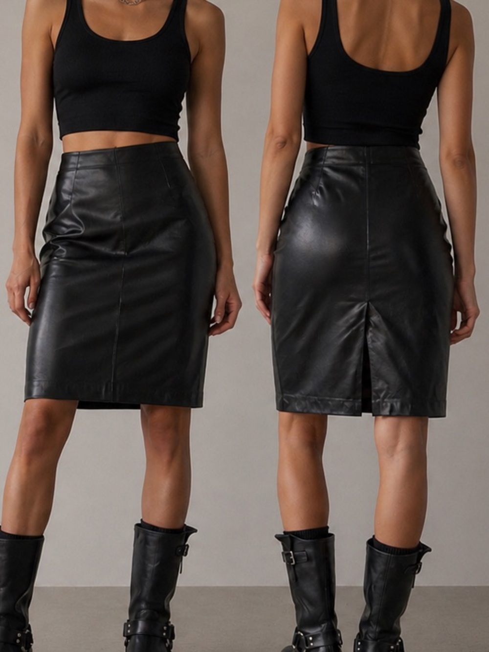 Bally Black Leather Pencil Skirt Size 42 Made in Italy Luxe Minimalist